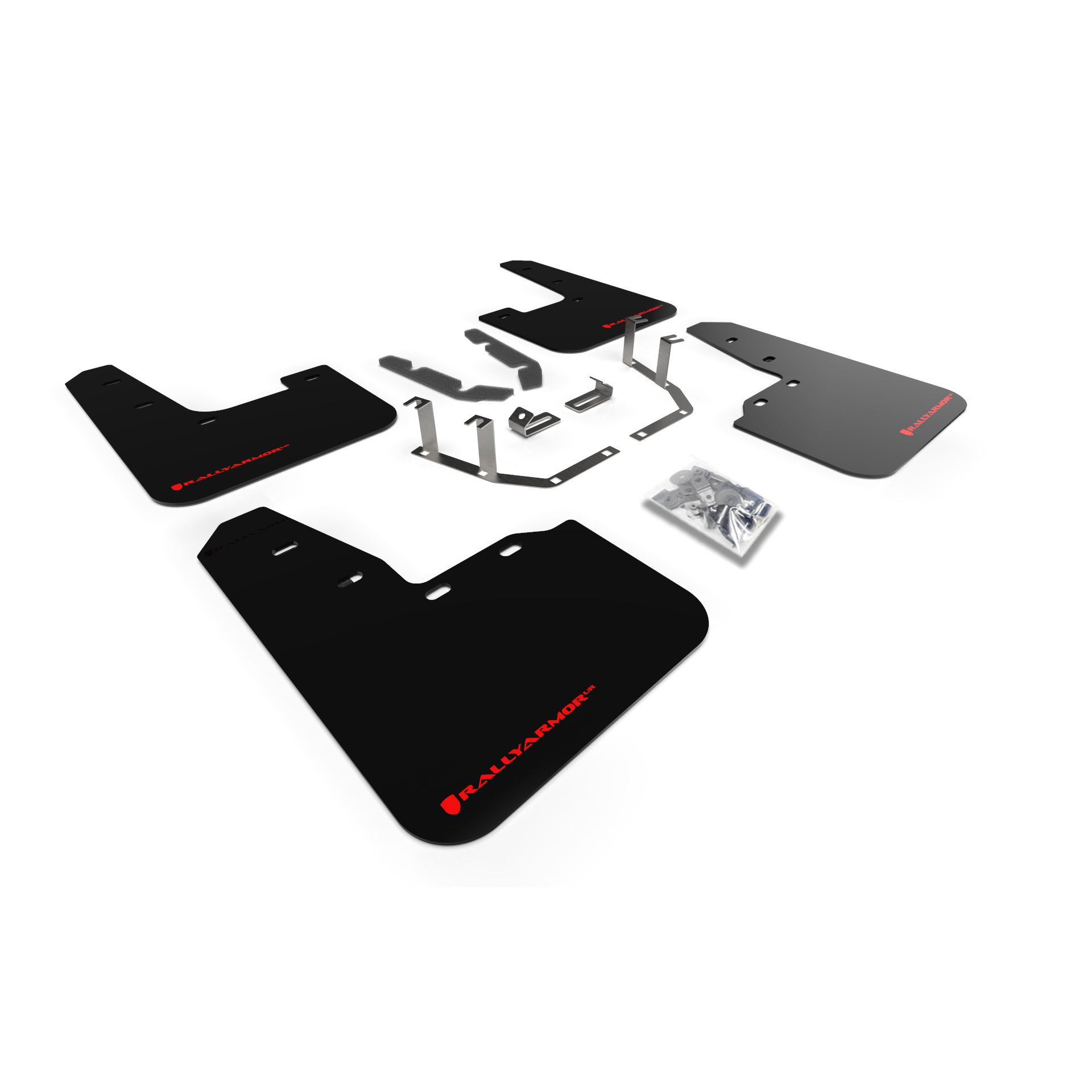 Rally Armor MF60-UR-BLK/RD - 2018-23 Mk8 Ford Fiesta ST, Titanium, Active X, Vignale - Black Mud Flap/Red Logo