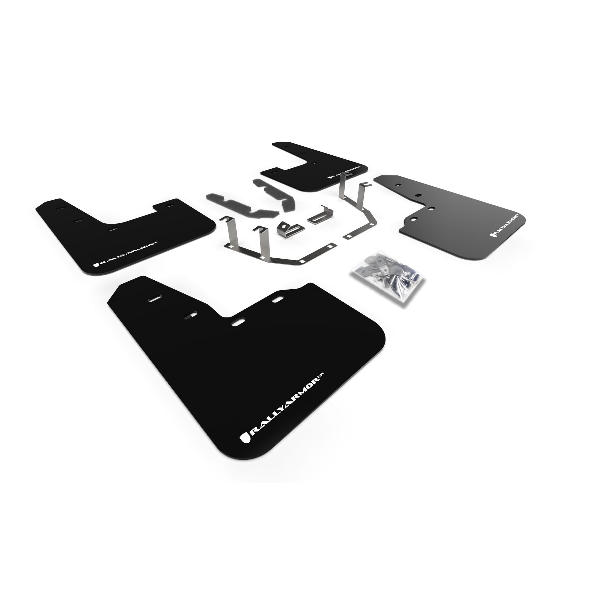 Rally Armor MF60-UR-BLK/WH - 2018-23 Mk8 Ford Fiesta ST, Titanium, Active X, Vignale - Black Mud Flap/White Logo