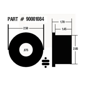 Large black polyurethane bushing half - 2" O.D. x 1.7" long.