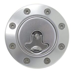 Billet aluminum gas cap for 1962-1967 Nova, locking, anodized Silver.