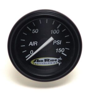 Air Pressure Gauge, Single Needle, Black Face - 150psi. Includes fittings.
