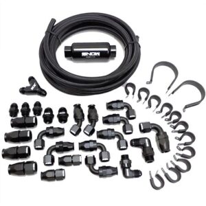 8an Braided Stainless Fuel Line Kit (Black line)